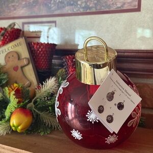 XL Holiday Red Ornament with Gold Top Light Up Table Decor NWT